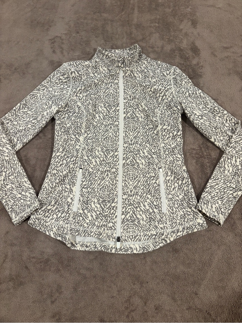 J McLaughlin Betty Printed Full Zip-Up Jacket Light Gray White Womens Small